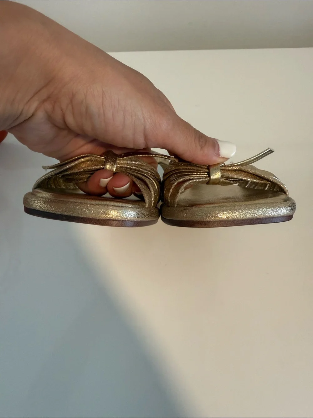 Zara Metallic Gold Knotted Ankle-Strap Sandals